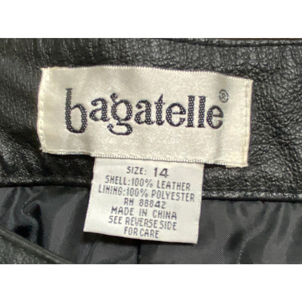 Bagatelle Women's Black 100% Leather Pants Straight Leg Sz 14 Mob Wife Motocore - Picture 14 of 16